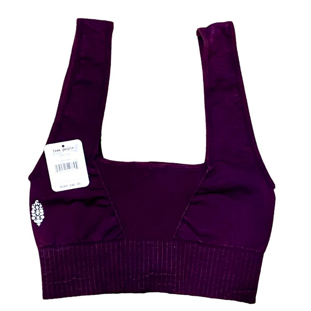 free People Movement Good Karma Square-Neck Bra Power Plum - Picture 4 of 4